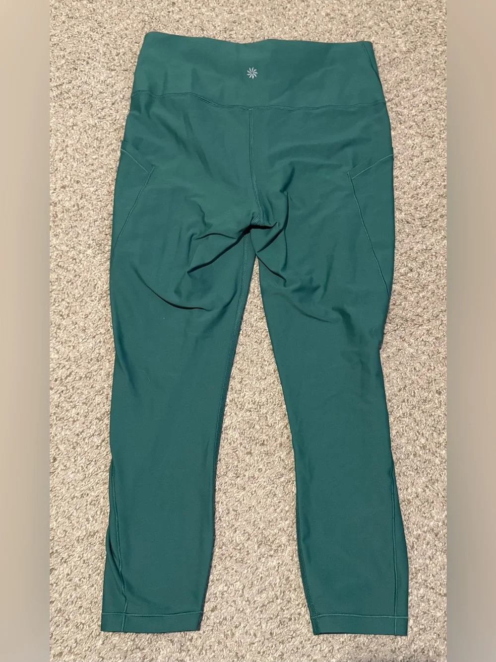 Athleta High-Waist Green Active Leggings 7/8 Length Size Medium